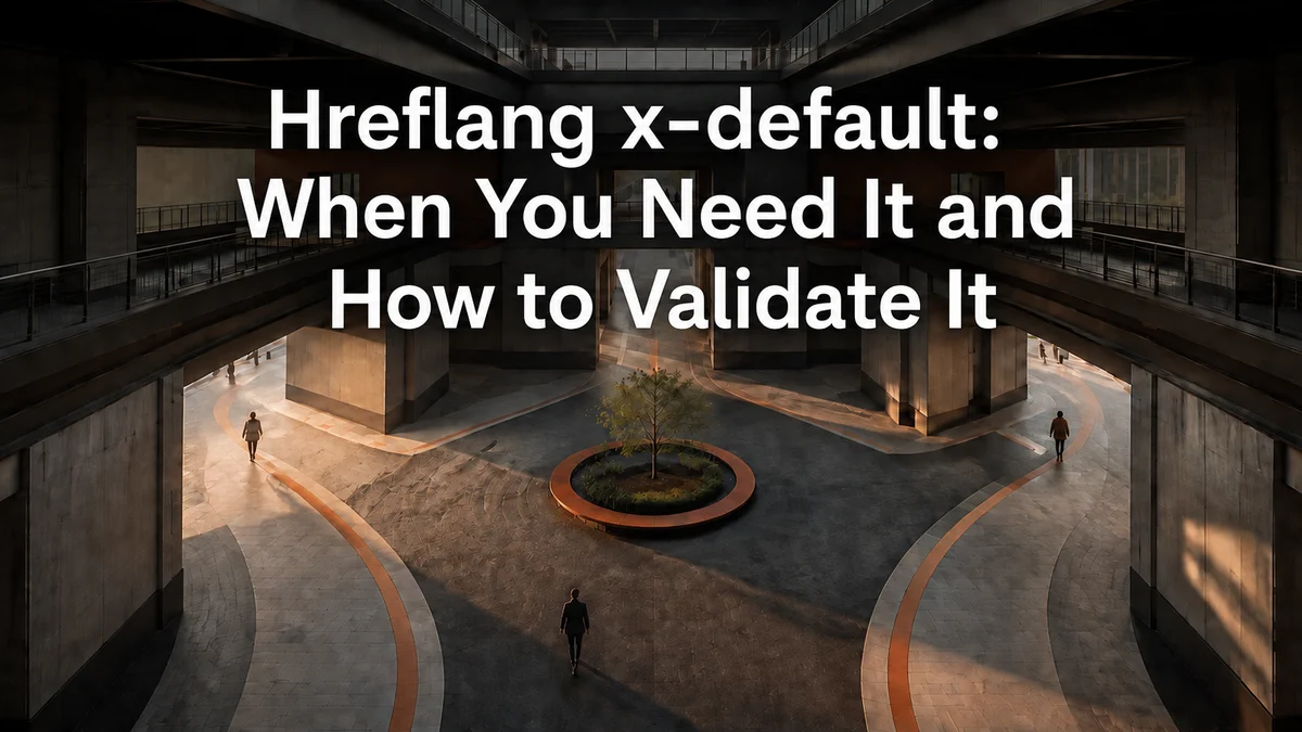 The article headline over an architectural crossroads representing an international SEO fallback.