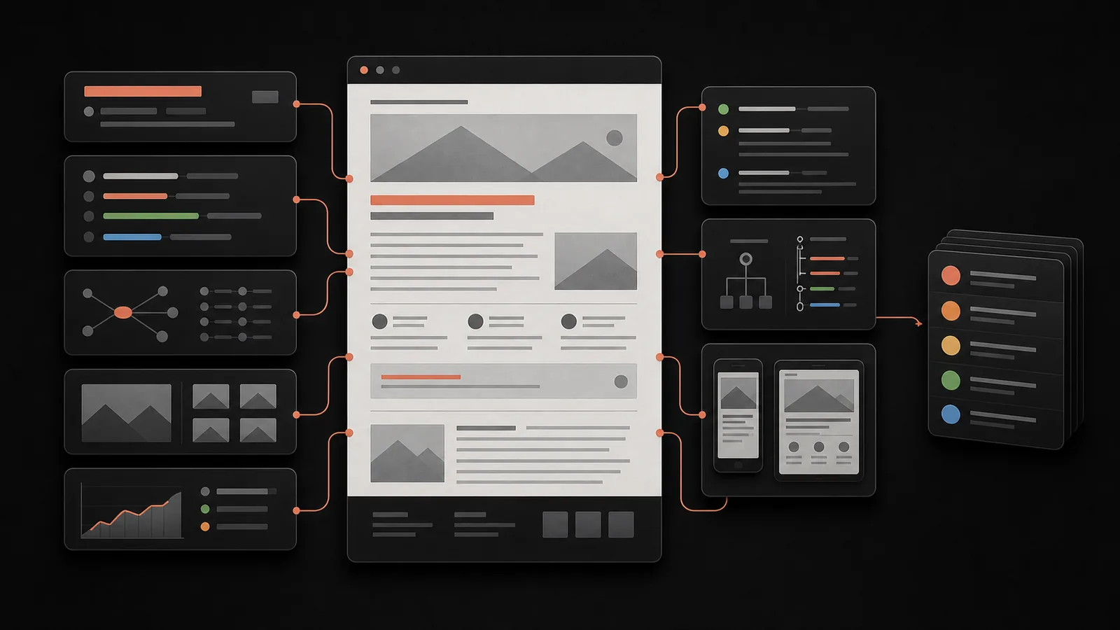 A single webpage is inspected across content, technical, schema, media, and experience signals