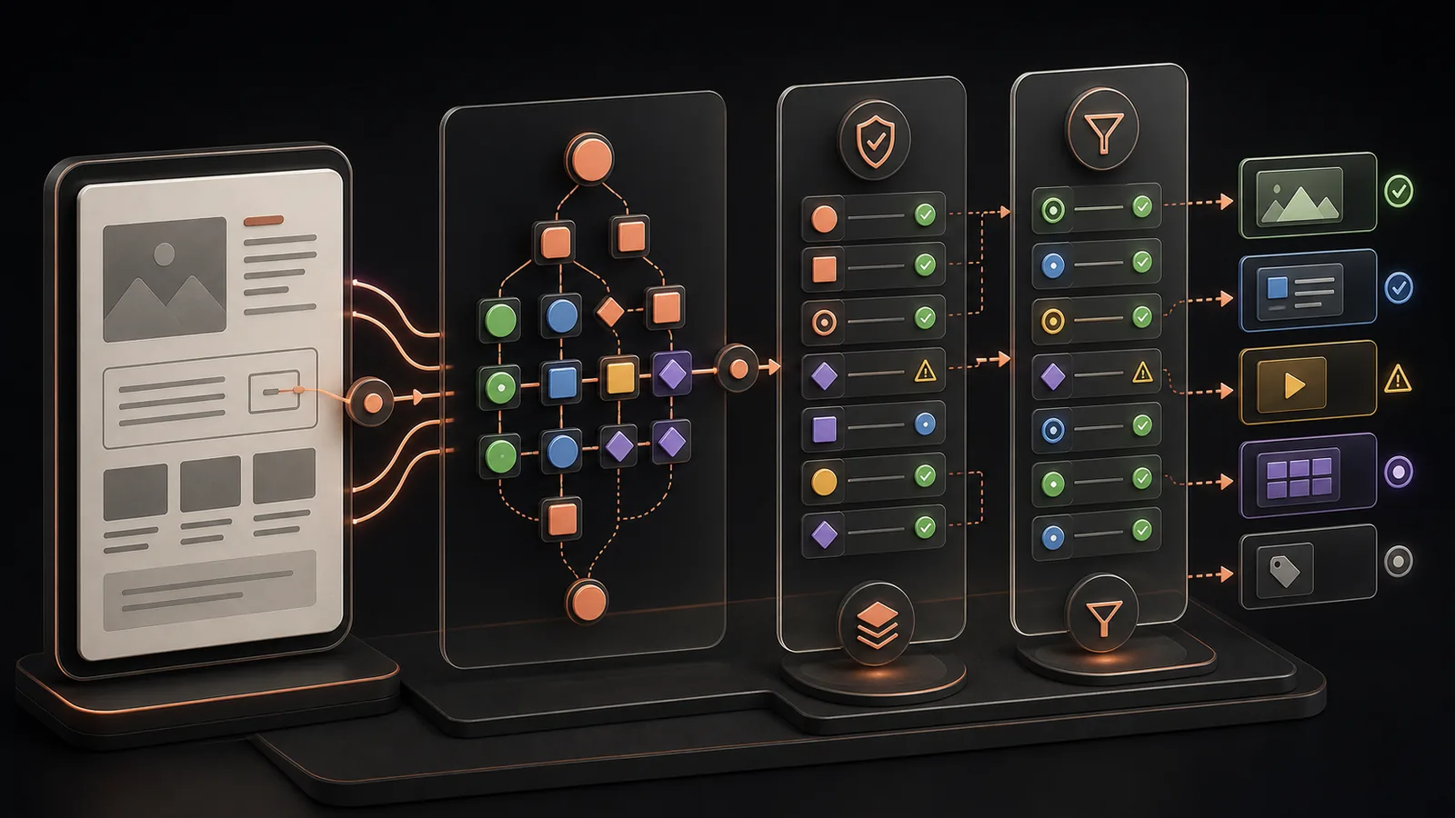 A webpage maps into structured-data nodes, validation, and search-feature eligibility checks