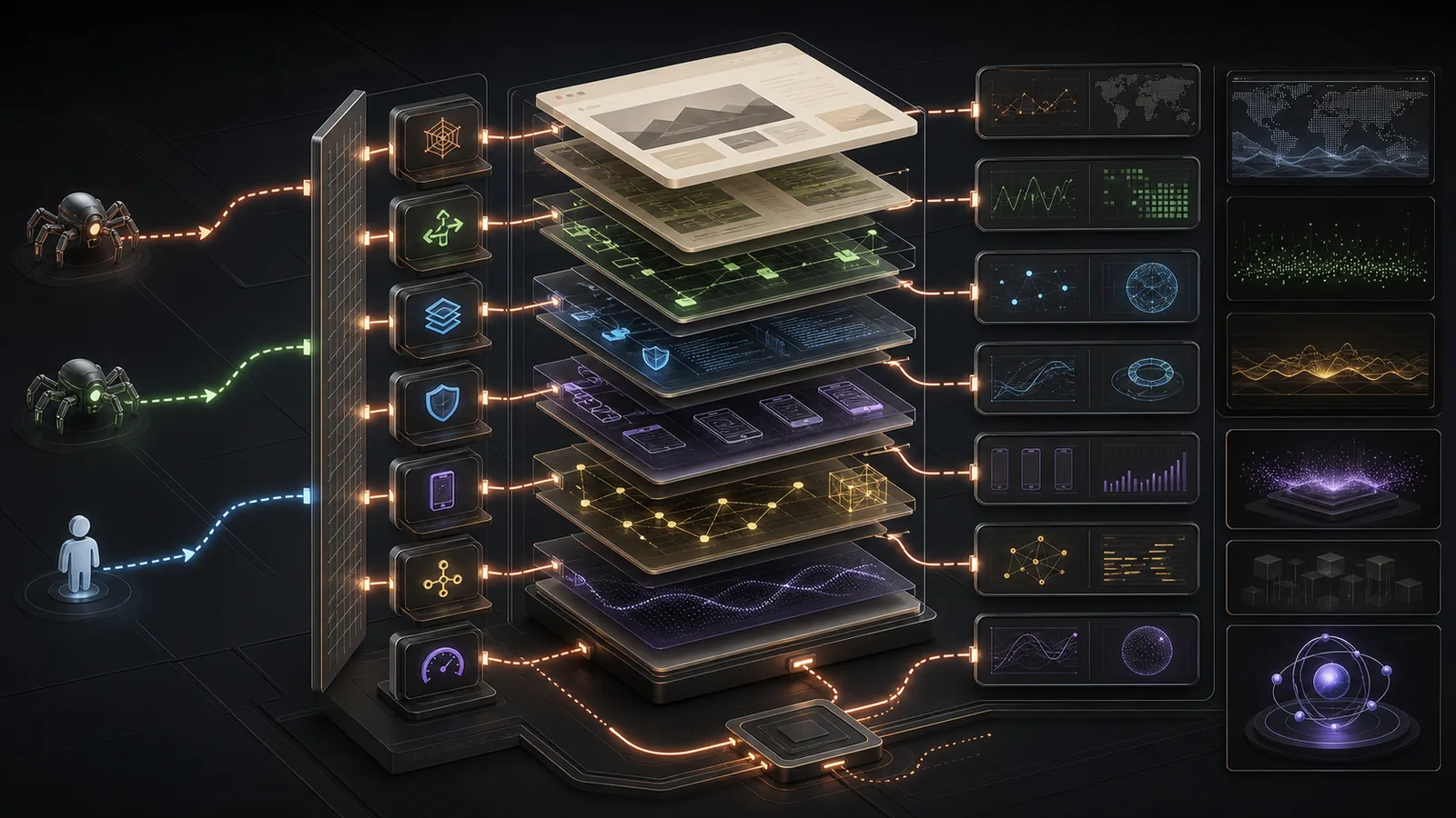 A website passes through crawl, render, security, mobile, schema, lab, and field diagnostics